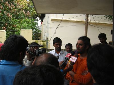 talking to local media